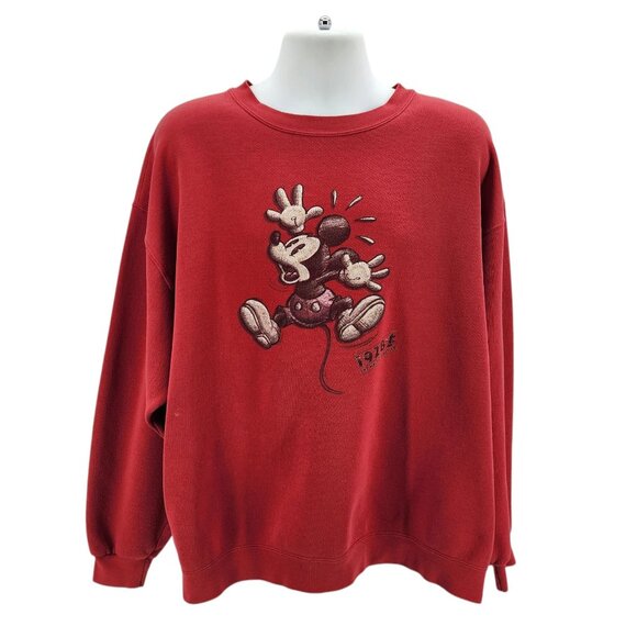 Vintage The Disney Store Adult XXL Sweatshirt Mickey Mouse 1928 Red Graphic - Picture 14 of 14